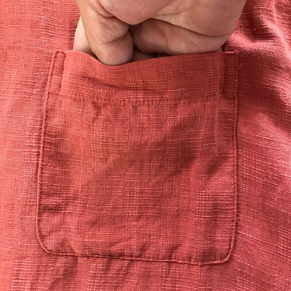 Tasso Elba Shirt Men XXL Red Button Up Silk Linen Pocket Short Sleeve Collared - Picture 10 of 12